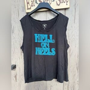 Idyllwind Black Muscle Tee with Turquoise Graphic
